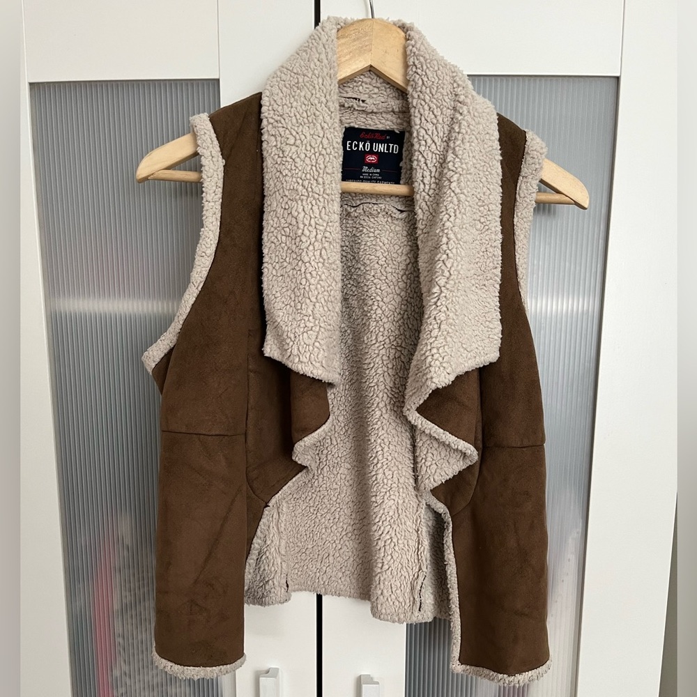 Ecko faux suede Sherpa lined vest